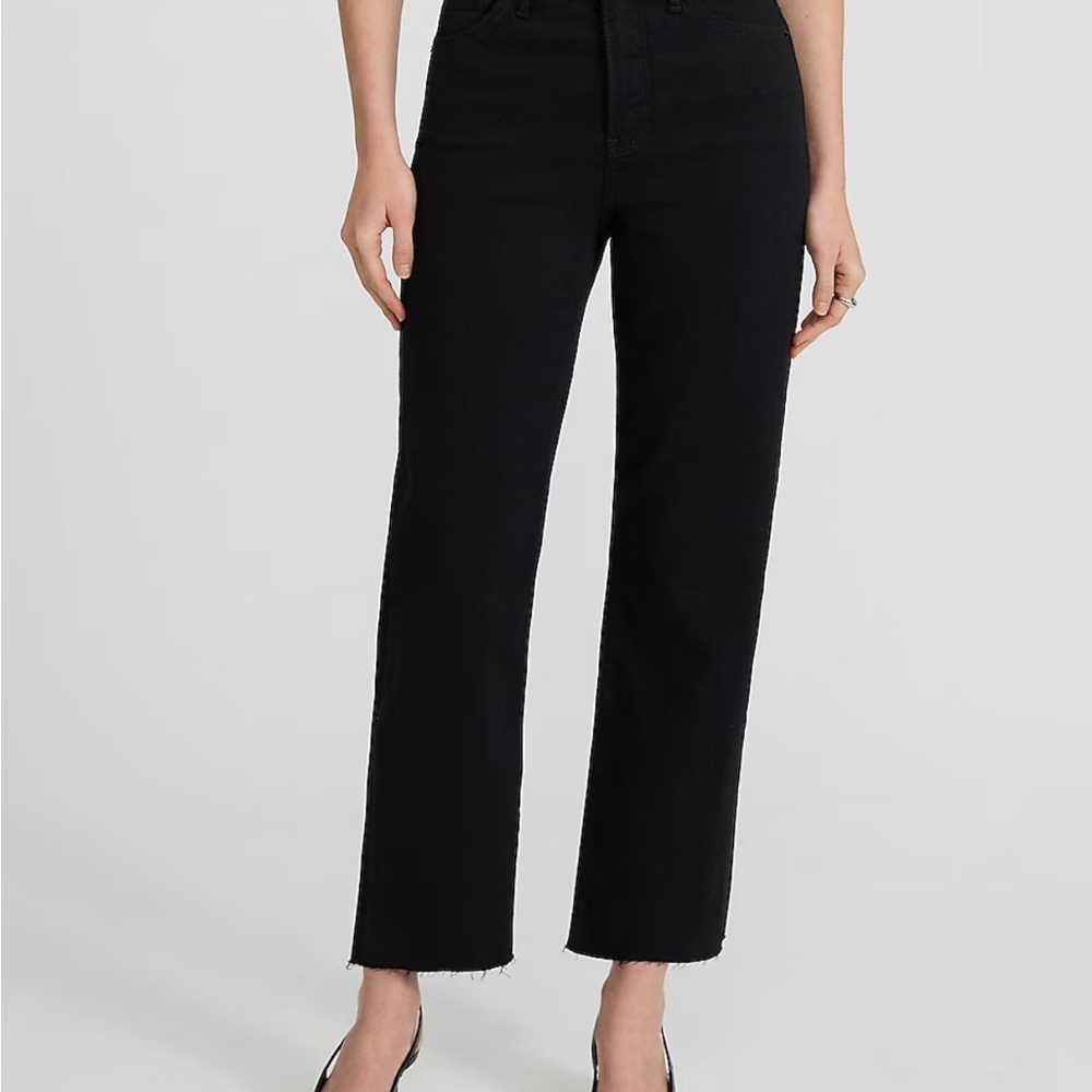 Express Black Straight Ankle High Rise Jeans